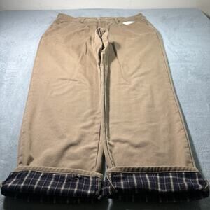 Y2K 2000s LL Bean Flannel Lined Straight Jeans Mens 38x32 Plaid Outdoors Chore